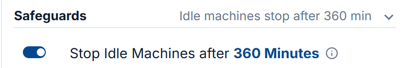 The safeguard on a cloud account: stop idle machines after 360 minutes